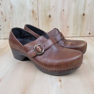Dansko Shoes Womens 39 Tamara Slip On Clogs Brown Leather Buckle 4800067800